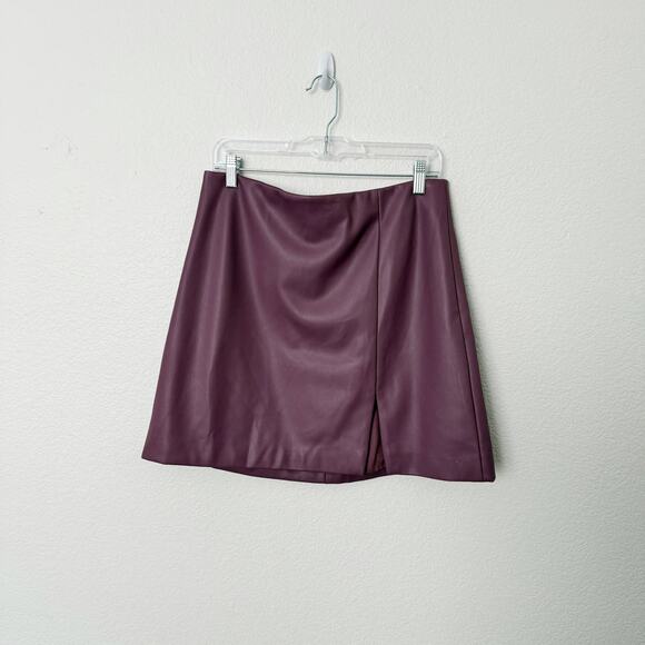 [Anthropologie] Maeve Purple Faux Leather Side-Slit Micro Mini Skirt NWT Size 12 - Picture 2 of 12